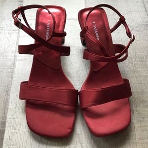 Deep Red Criss Cross Dress wedge heels
